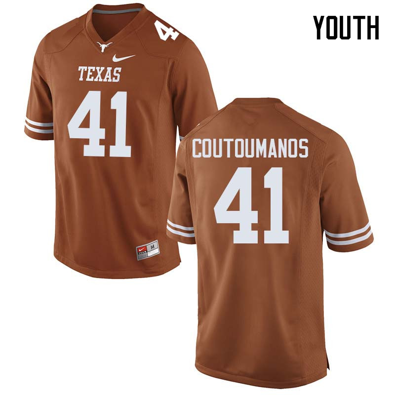 Youth #41 Hank Coutoumanos Texas Longhorns College Football Jerseys Sale-Orange